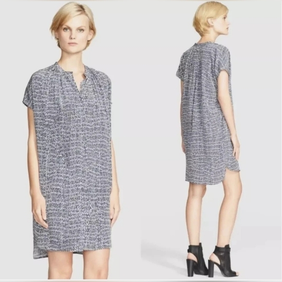 VINCE Silk Shift Static Print Tunic Dress With Pockets Size M - Picture 14 of 16
